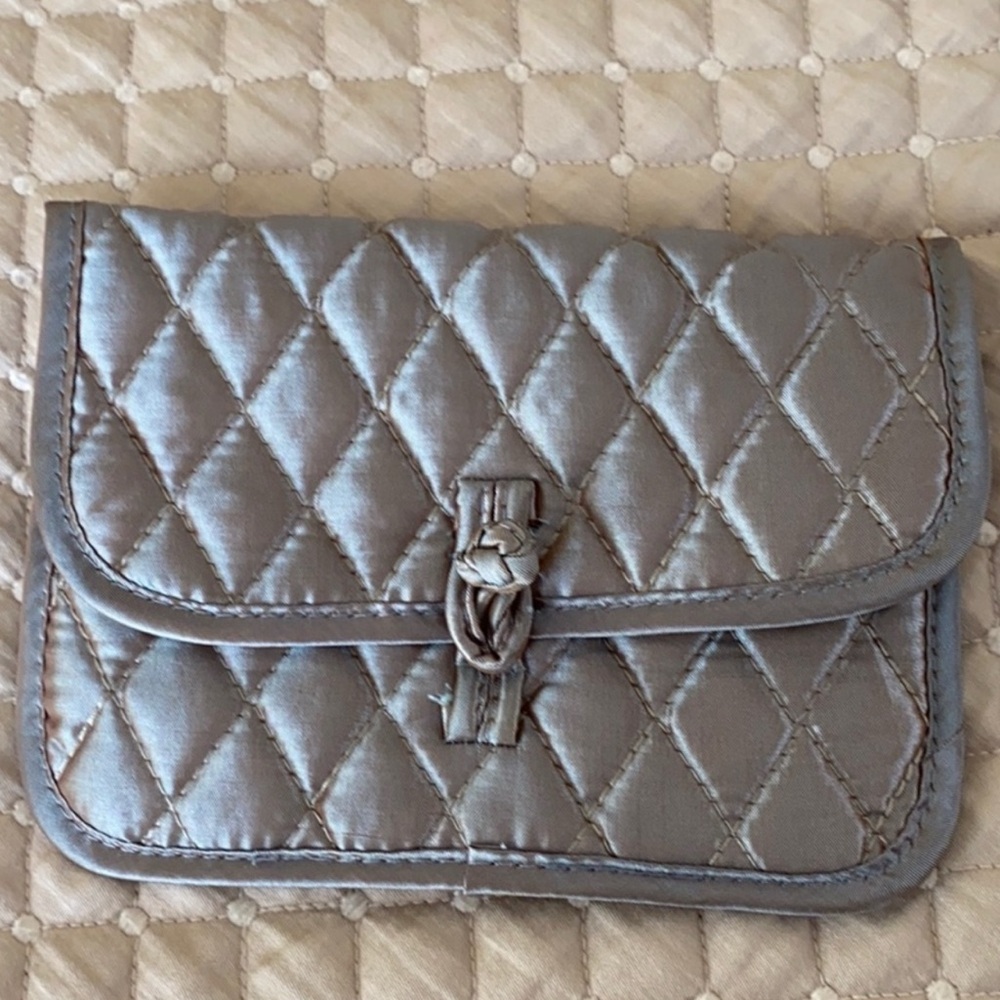 Brighton Elegant Silver Quilted satin jewelry Clutch